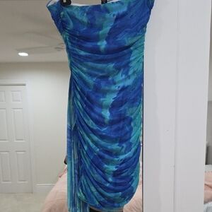 BCX Blue Ruched One Shoulder Bodycon Dress